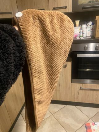 Turbante asciugacapelli marrone