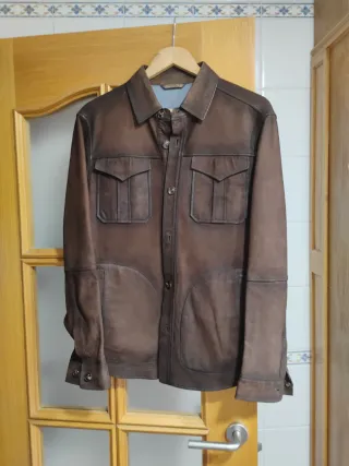 Cazadora Piel Massimo Dutti Marrón