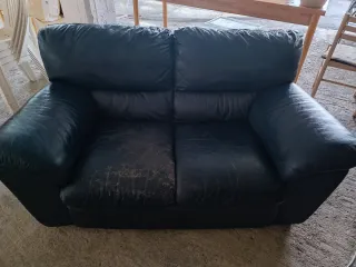 Divano 2 posti in pelle blu Chateau Daux