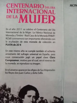 Cartera Oficial Moneda 20 Euros 2011 Mujer