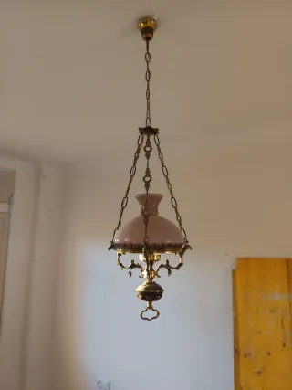 Lámpara forja y cristal años 70