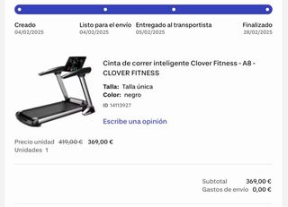 Cinta de correr inteligente Clover Fitness A8