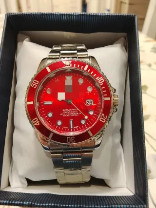 Orologio di Lusso Rosso e Argento