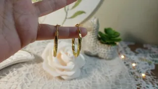 Pendientes Aro Rizado Chapado Oro 18k