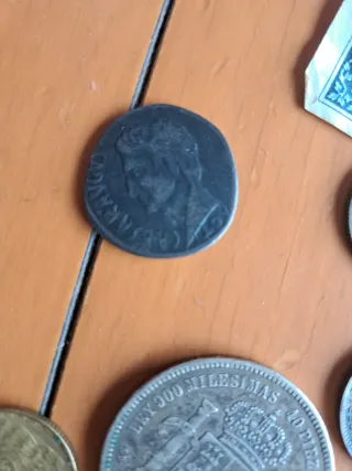 Lote de monedas y billete antiguo