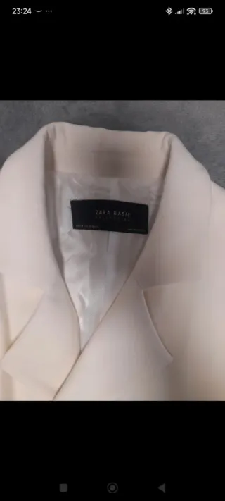 Abrigo Zara XL Beige/Blanco Nuevo con Etiqueta