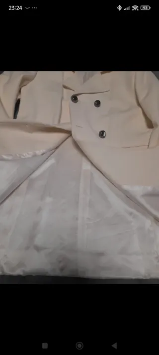 Abrigo Zara XL Beige/Blanco Nuevo con Etiqueta