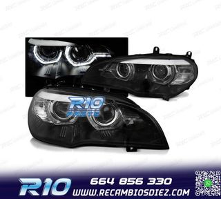 FAROS XENON PARA BMW X5 E70 07-10 OJOS ANGEL 3D NEGRO