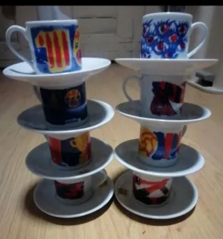 Tazze e Piatti Barça Multicolore 8 tazze e 8 piatti