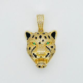 COLGANTE PANTERA CIRCONITAS Y ESMALTE NEGRO Oro18k
