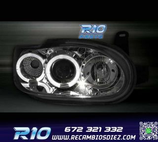 FAROS PARA FORD ESCORT 95-00 OJOS ANGEL FONDO CROMO