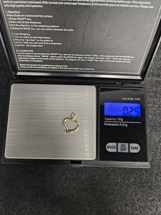 Colgante de Oro 18K, Corazón, 0,3gr, 1,5cm