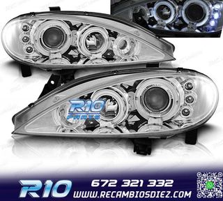 FAROS RENAULT MEGANE 99-02 OJOS ANGEL FONDO CROMO