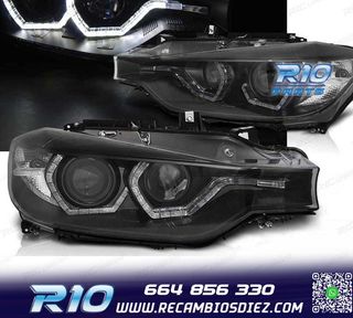 FAROS BMW F30 F31 11-15 XENON OJOS ANGEL DRL LED NEGRO