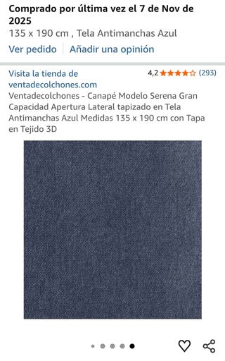 Canapé 135x190 Apertura Lateral Azul