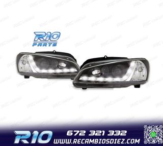 FAROS PEUGEOT 106 96-05 LUZ DIURNA LED FONDO NEGRO