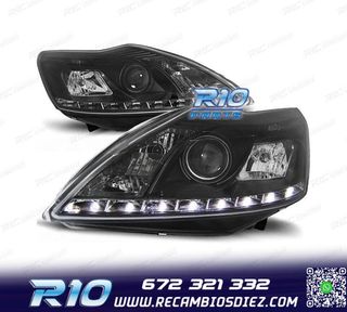 FAROS FORD FOCUS 08-11 LUZ DIURNA FONDO NEGRO