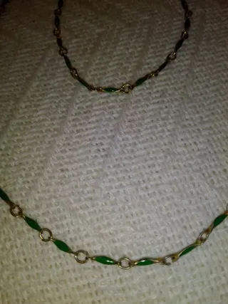 Juego Gargantilla y Pulsera Oro y Verde