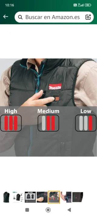 Chaleco Makita DCV202ZM Calefactable 18V Negro