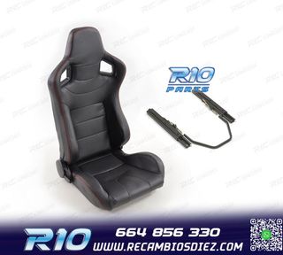 ASIENTO DEPORTIVO SEMI BAQUET ESTILO RS CARBONO NEGRO Y CORR