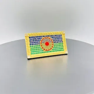 SELLO BANDERA GITANA CON CIRCONITAS. Oro 18k.