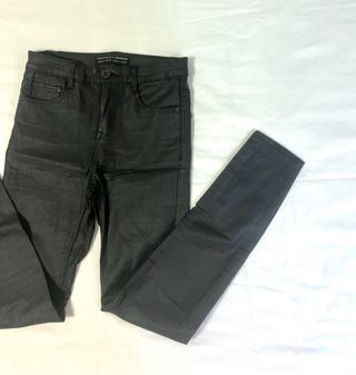 Pantalones Skinny Efecto Piel Negros Talla XS