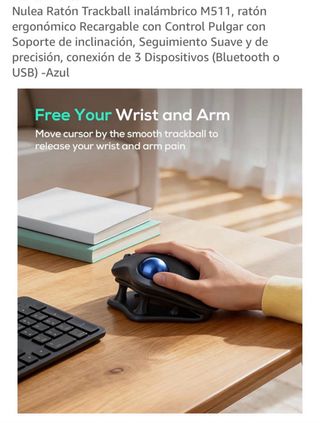 Ratón Trackball Nulea M511 Inalámbrico Azul