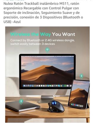 Ratón Trackball Nulea M511 Inalámbrico Azul