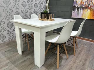 Mesa Comedor Blanca 140cm con 4 Sillas