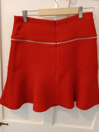 Falda Sandro Roja con cremallera dorada