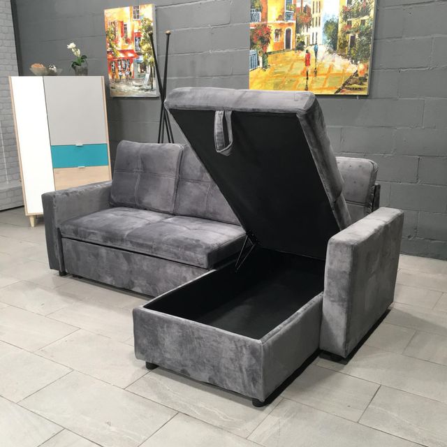 Sofá-cama chaise longue con arcón