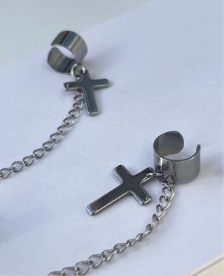 Aretes Cruz Acero Inoxidable Cuff