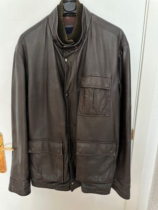 Chaqueta de Piel Massimo Dutti Marrón