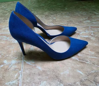 Zapatos tacón Mango azul klein talla 40