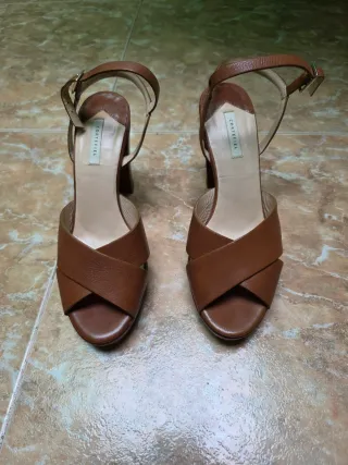 Sandalias Tacón Cortefiel Marrón Talla 40