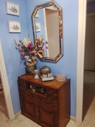 Mueble de entrada madera y cristal