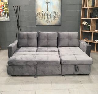 NUEVO!! Sofá Chaiselongue Terciopelo Azul