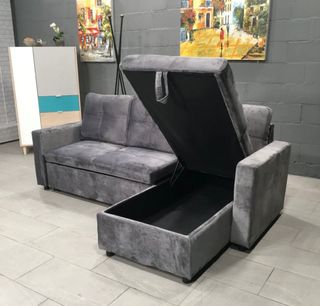 NUEVO!! Sofá Chaiselongue Terciopelo Azul