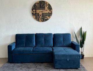 NUEVO!! Sofá Chaiselongue Terciopelo Azul