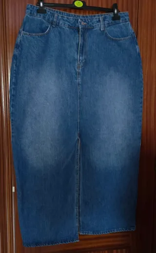 Falda vaquera larga azul Talla xl amplia