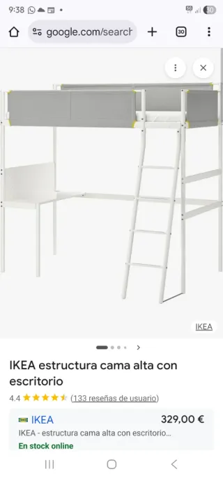 Cama alta IKEA Vitval con somier
