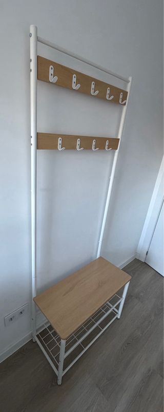 Perchero Zapatero Blanco y Madera