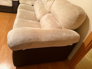 Lote 2 sofás 2 y 3 plazas tela beige/marrón