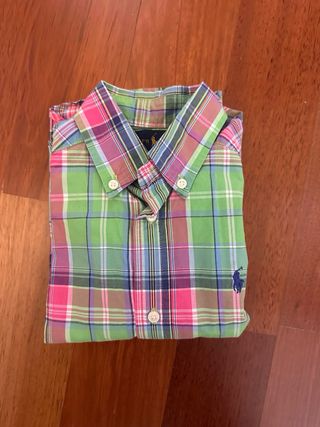 Camisa Ralph Lauren cuadros verde y rosa. Talla 2