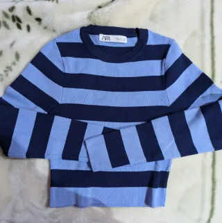 Jersey Zara Rayas Azul Talla S