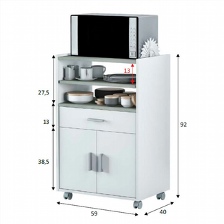 Mueble Microondas Chef. Blanco y Cemento