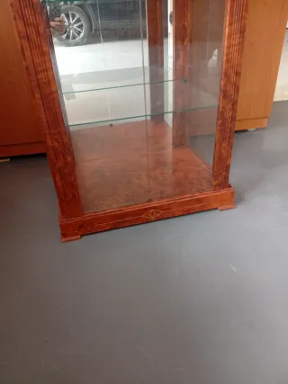 Vitrina de madera con luz y cristal