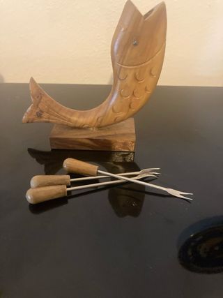 Porta forchettine aperitivo pesce legno