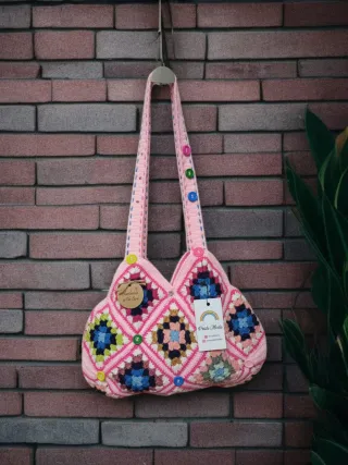 Borsa uncinetto Granny rosa