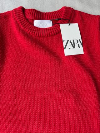 Jersey Zara Rojo Punto Manga Corta